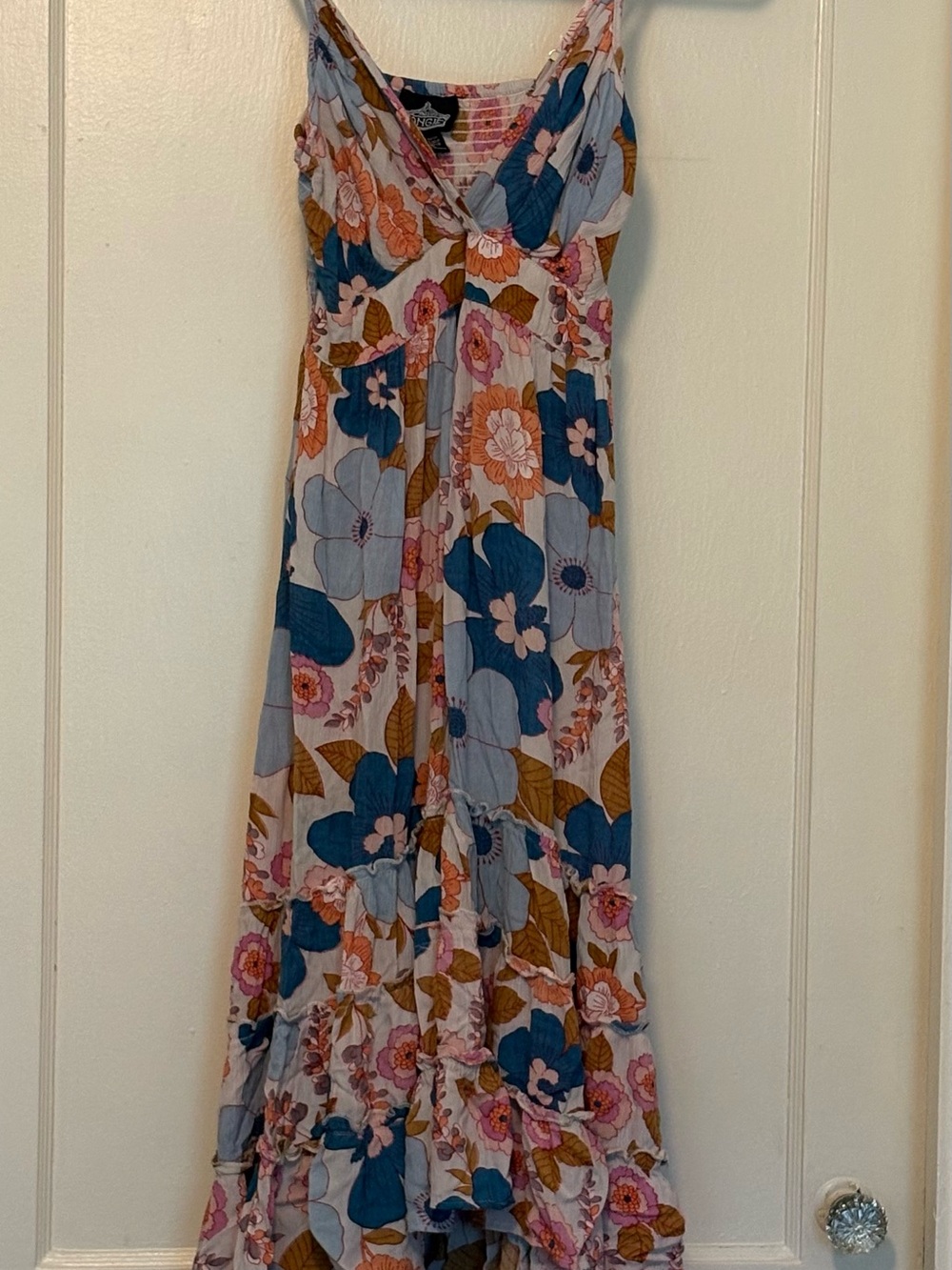 Angie Blue, Pink and Brown Floral Maxi Dress